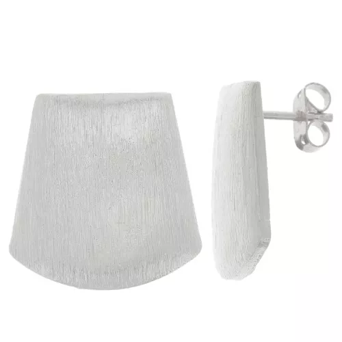 Orecchini perno trapezio effetto spazzolato 20 mm con anello aperto - Argento x2