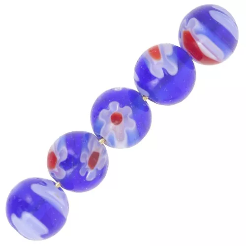 Perle tonde Millefiori mm. 6 marina x15