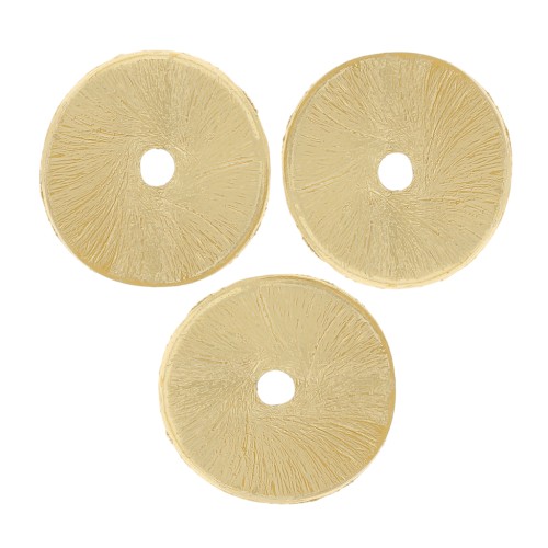 Perle rotonde ondulate effetto spazzolato Heishi 8x0,8mm -Dorato x5g circa 15 pz.