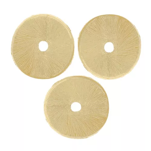 Perle rotonde ondulate effetto spazzolato Heishi 8x0,8mm -Dorato x5g circa 15 pz.