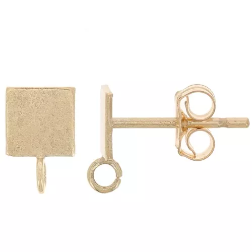 Orecchini quadrati da 5 mm con anello aperto - Gold filled x2