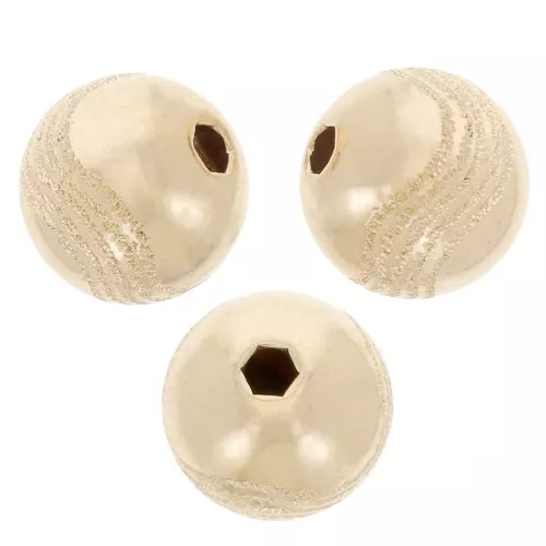 Perla rotonda con incisione a effetto diamante e motivo onda 8mm Gold filled x1