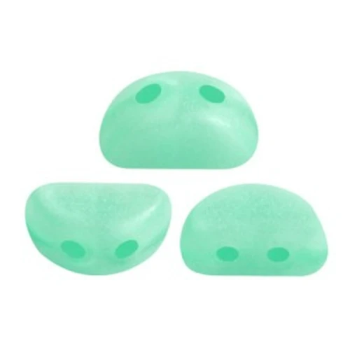 Perle in vetro Kos® par Puca® 6x3mm Green Aqua Opal AB Mat x10g