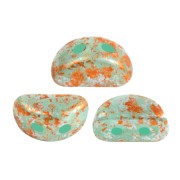 Perle in vetro Kos® par Puca® 6x3mm Blue Green Opal AB Tweedy x10g