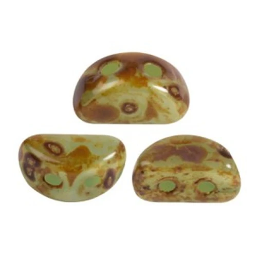 Perle in vetro Kos® par Puca® 6x3mm Green Aqua Opal AB Travertin x10g