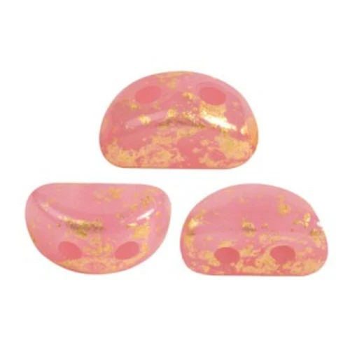 Perle in vetro Kos® par Puca® 6x3mm Light Rose Opal Gold Splash x10g