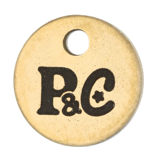 Ciondoli personalizzati da 6 mm con logo simplice -acciaio inox 304 dorato x100