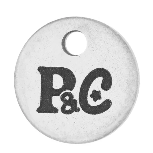 Ciondoli personalizzati da 6 mm con logo simplice -acciaio inox 304 x100