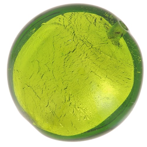 Bombata Murano foglia argento mm. 16 Peridot x1