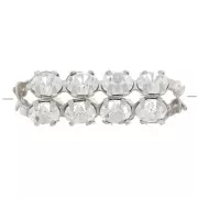 Tubo di perle con cabochon di cristallo Preciosa 16x7 mm - Argento - Cristallo x1