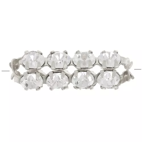 Tubo di perle con cabochon di cristallo Preciosa 16x7 mm - Argento - Cristallo x1