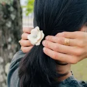 Perla fiore in resina trasparente 40 mm - Ambra x1