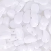 Perline in vetro 2 fori Paisley Duo 9x5.5 mm Opaque White x10g