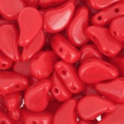 Perline in vetro 2 fori Paisley Duo 9x5.5 mm Opaque Red Coral x10g