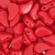 Perline in vetro 2 fori Paisley Duo 9x5.5 mm Opaque Red Coral x10g