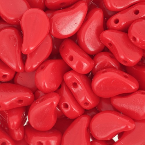 Perline in vetro 2 fori Paisley Duo 9x5.5 mm Opaque Red Coral x10g