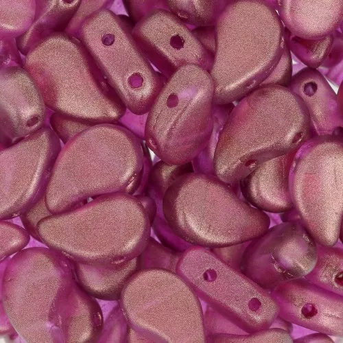 Perline in vetro 2 fori Paisley Duo 9x5.5 mm Halo French Rose x10g
