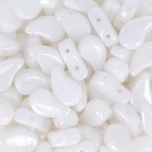 Perline in vetro 2 fori Paisley Duo 9x5.5 mm Opaque White Luster x10g