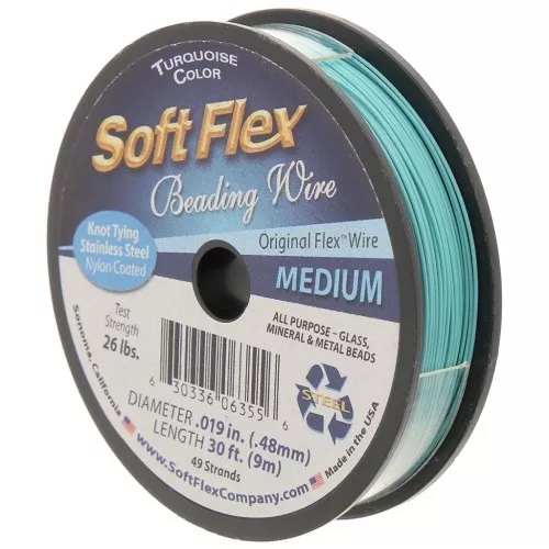 Cavetto 49 fili 0,48 mm - Soft Flex Medium - Verde turchese x9m