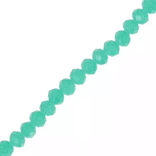 Perline sfaccettate rotonde - tonde appiattite 4x3,5 mm - Turchese verde x40cm