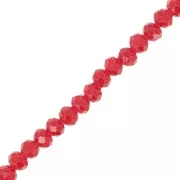 Perline sfaccettate rotonde - rotonde appiattite 4x3 mm - Rosso x40cm