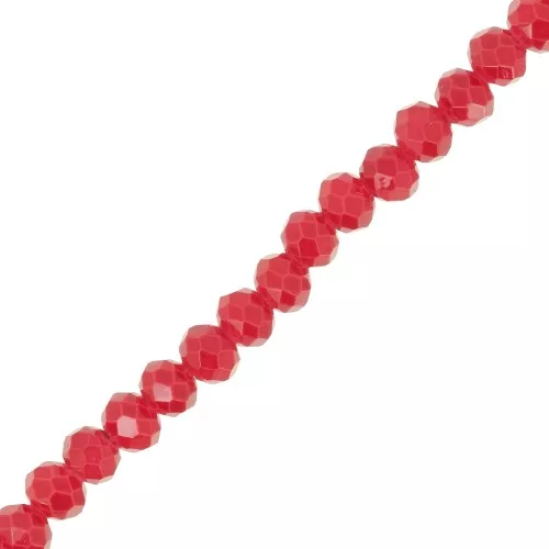 Perline sfaccettate rotonde - rotonde appiattite 4x3 mm - Rosso x40cm