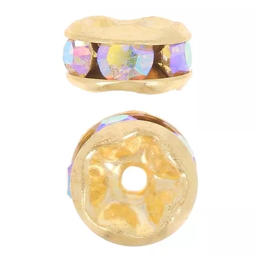 Rondelle Strass mm. 5 dorate/Crystal AB x4