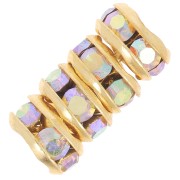Rondelle Strass mm. 5 dorate/Crystal AB x4