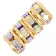 Rondelle Strass mm. 5 dorate/Crystal AB x4