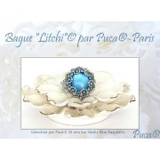 Cabochon di vetro di Puca® 18 mm Ice Slushy Blue Rasberry x1