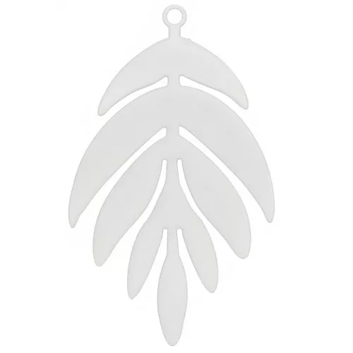 Pendente colorato foglia 40x24 mm - Bianco x1