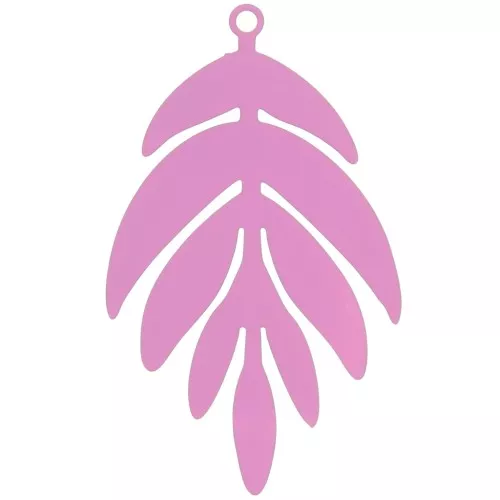Pendente colorato foglia 40x24 mm - Rosa x1
