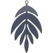 Pendente colorato foglia 40x24 mm - Grigio scuro x1