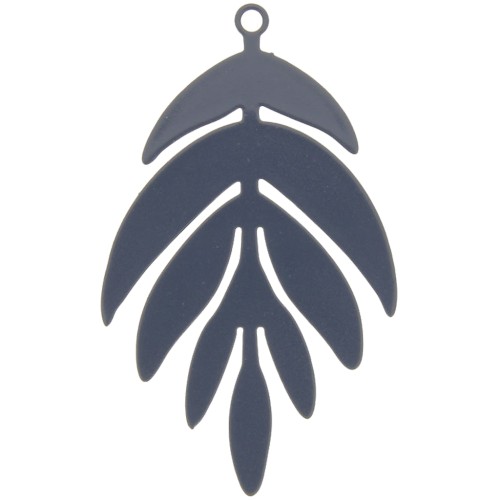Pendente colorato foglia 40x24 mm - Grigio scuro x1