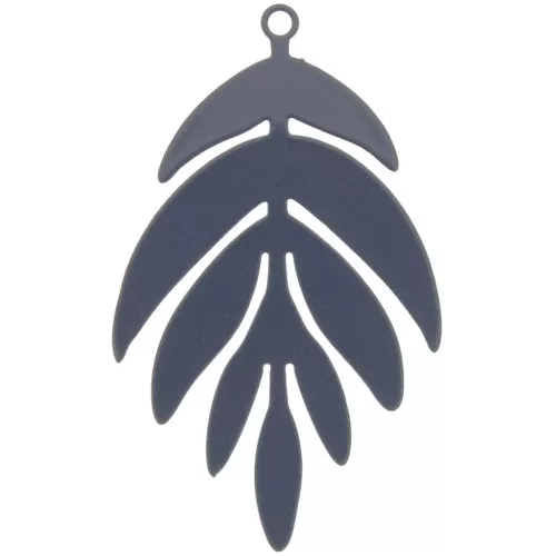 Pendente colorato foglia 40x24 mm - Grigio scuro x1