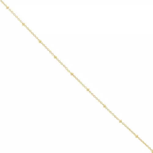 Catena a maglie Forzatina da 1,9 mm con perle appiattite - Dorato con oro fino x50cm