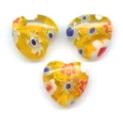 Cuori  Millefiori mm. 10 Gialle arancio x5