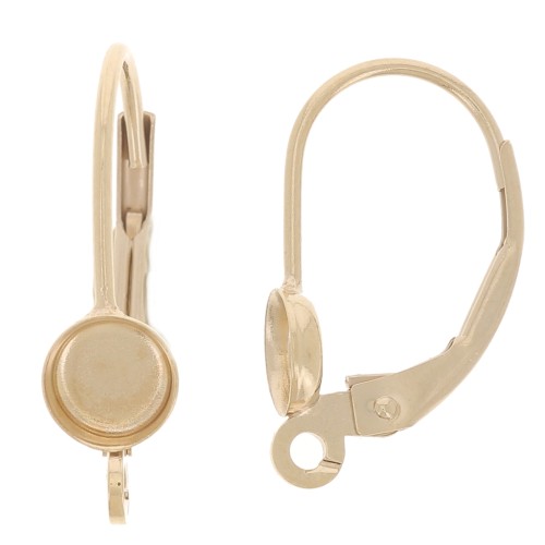 Monachelle con anello aperto da 17 mm - per cabochon da 4 mm - Gold filled x2