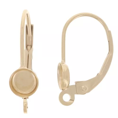 Monachelle con anello aperto da 17 mm - per cabochon da 4 mm - Gold filled x2