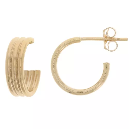 Orecchini a cerchio aperto Gold filled 3 fili 12 mm x 2