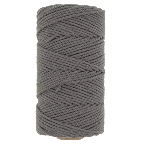 Rocchetto di filo di cotone per macramè da 2 mm - Grigio scuro x100m