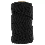 Nero - Bobine de cordon en coton pour macramé 2 mm - Noir x100m Bobine de cordon en coton pour macramé 2 mm - Noir x100m