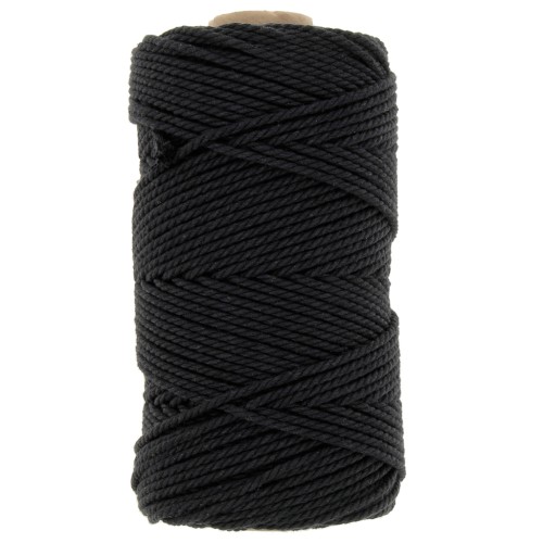 Rocchetto di cordoncino Macramè in cotone da 2 mm - Nero x100m