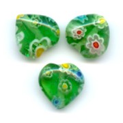Cuori  Millefiori mm. 10 Verde x5