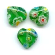 Cuori  Millefiori mm. 10 Verde x5
