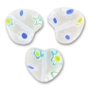 Cuori Millefiori mm. 10 Crystal/Blue/Green x5