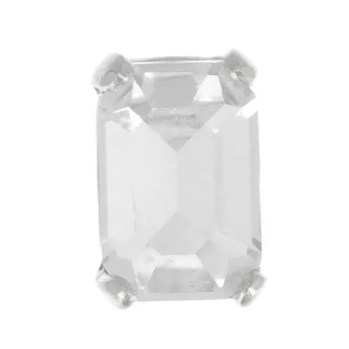 Cristallo incastonato Aurora A4610 Step Cut Octagon 6x4 mm - Rodio - Cristallo x1