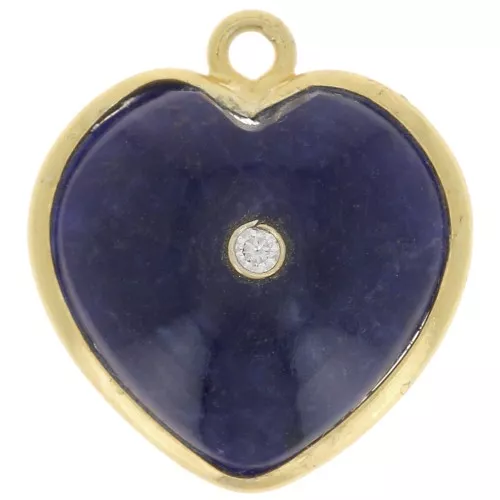 Pendente cuore 18x16mm pietra e ossido di zirconio - Oro - Sodalite
