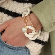 Pendente cuore 18x16mm pietra e ossido di zirconio- Oro - Quarzo rosa