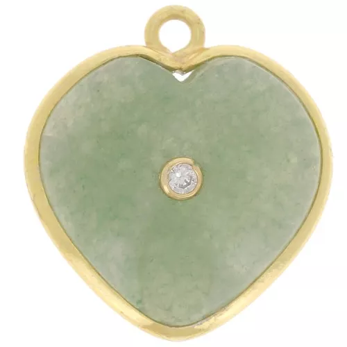 Pendente cuore 18x16mm pietra e ossido di zirconio - Oro - Avventurina